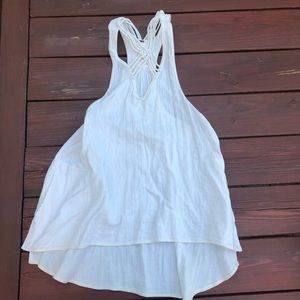 Free people white linen tunic pockets Sz med